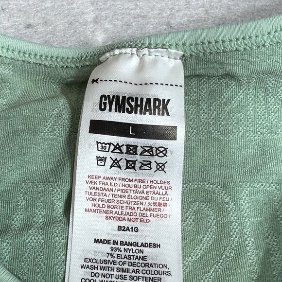 Gymshark Vision Long Sleeve Crop Top Large Green Lightweight Seamless Thumbhole - Picture 10 of 11